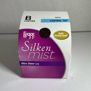 Leggs Silken Mist Ultra Sheer Leg Control Top Pantyhose Coffee Size B